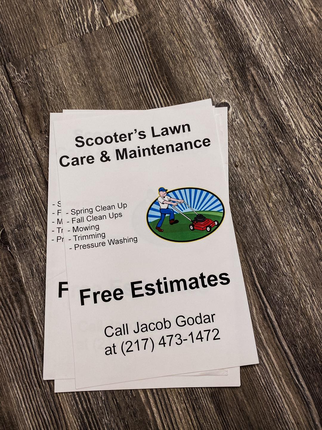 scooter's lawn care flyer